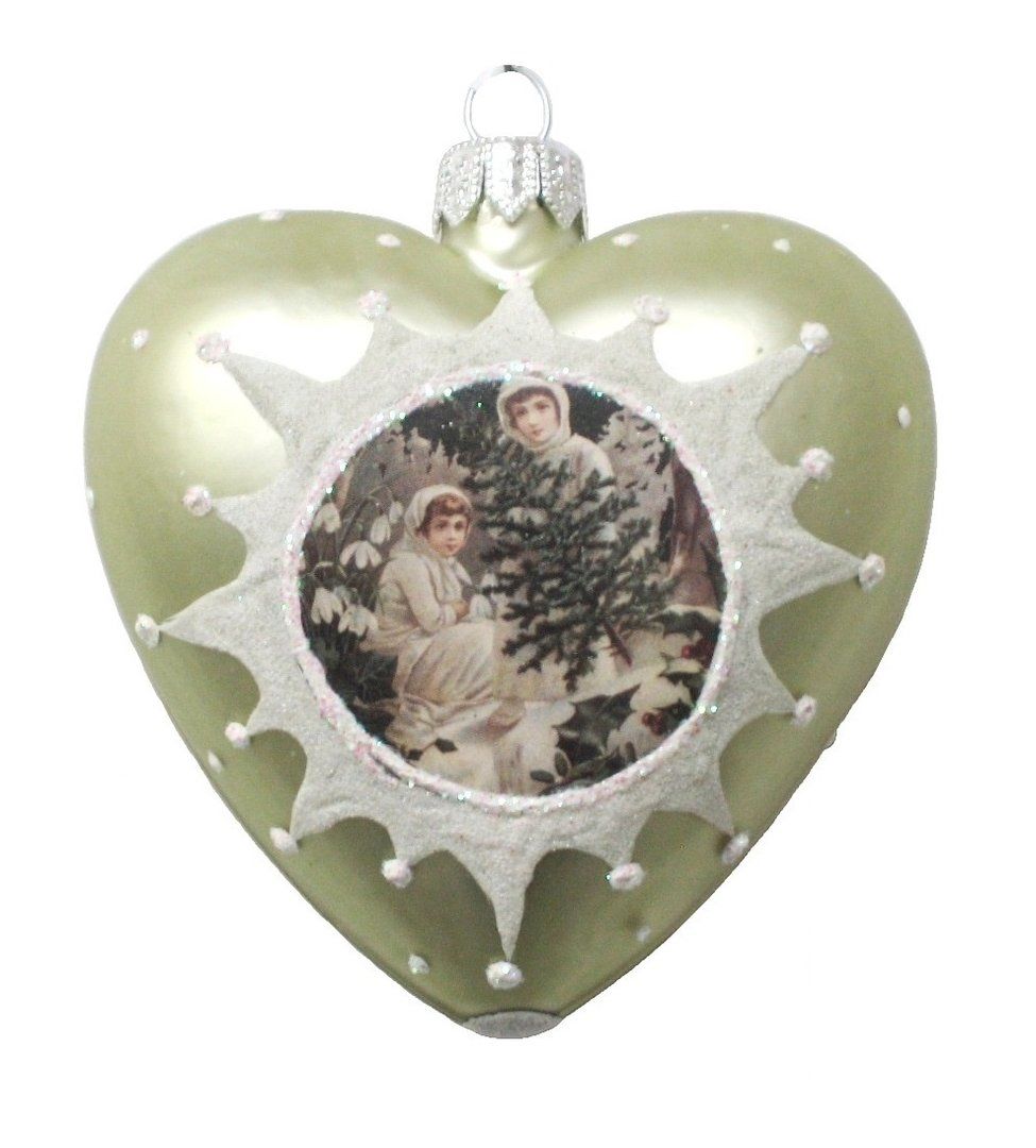 Vintage Kalp Yılbaşı Süsü - Yeşil