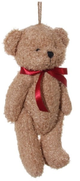 Kırmızı Fiyonklu Teddy Bear Yılbaşı Süsü