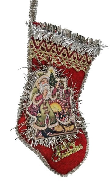 Noel Baba İşlemeli Çorap Yılbaşı Süsü
