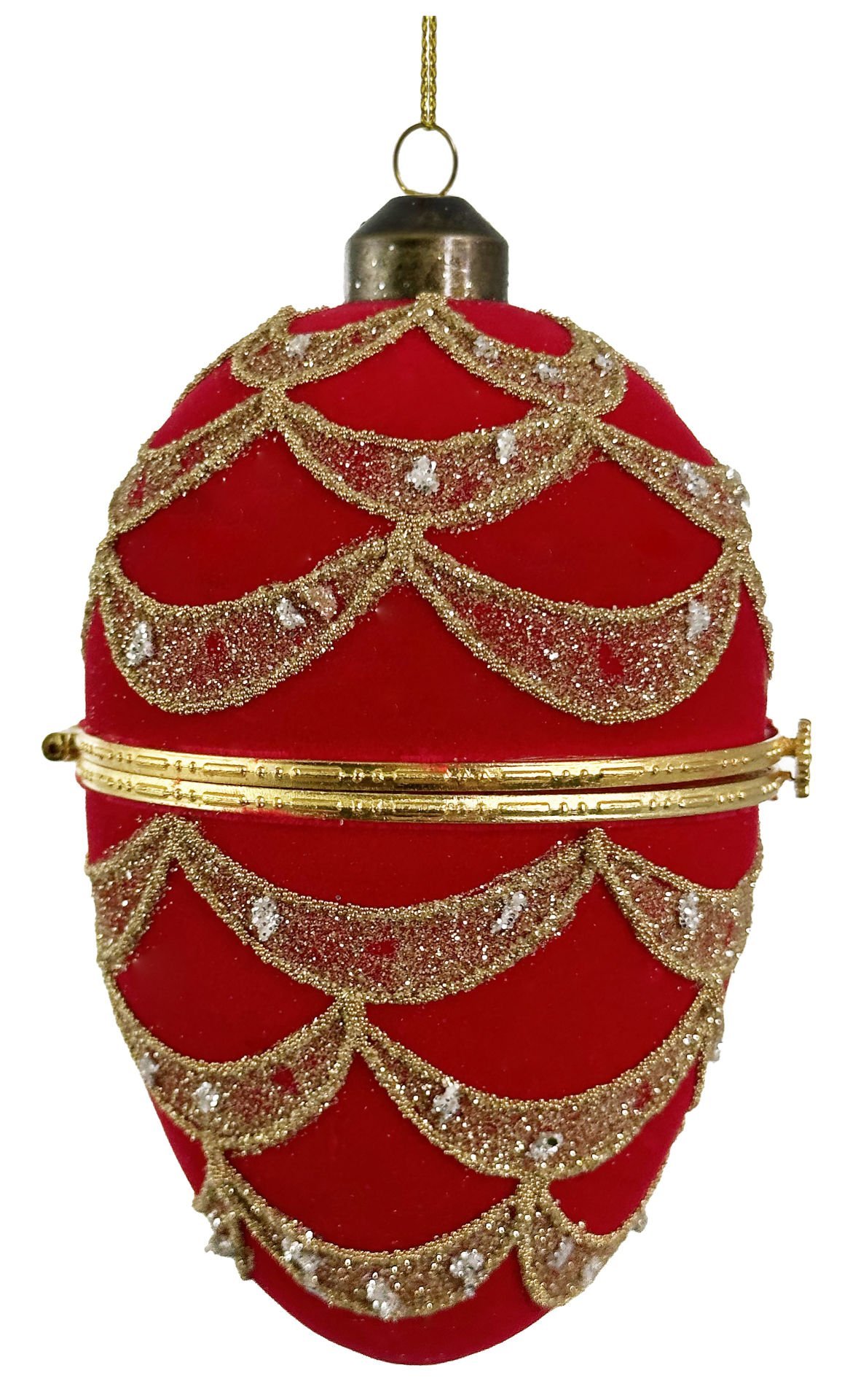 Kırmızı Faberge Yumurtası Yılbaşı Süsü