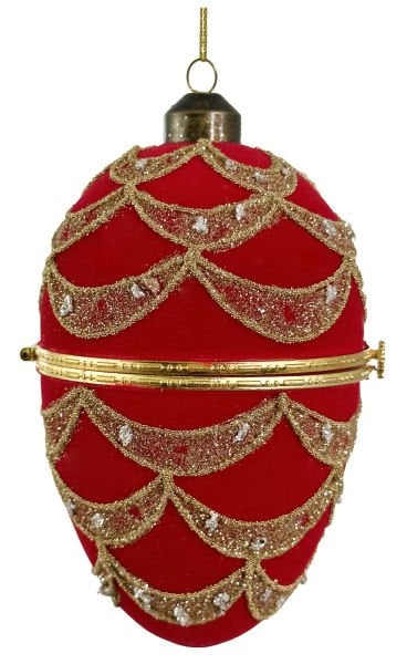 Kırmızı Faberge Yumurtası Yılbaşı Süsü