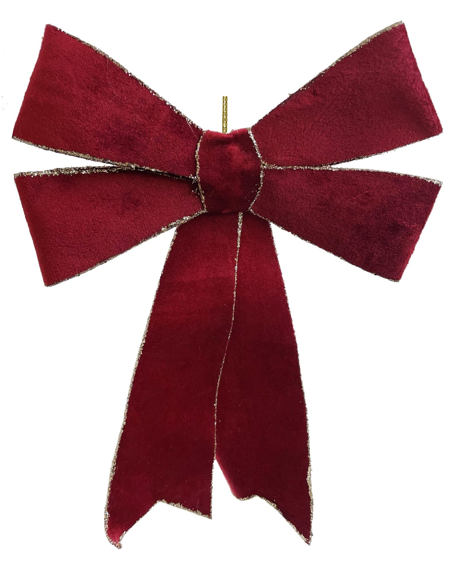 Şampanya Simli Bordo Kadife Fiyonk - 25cm
