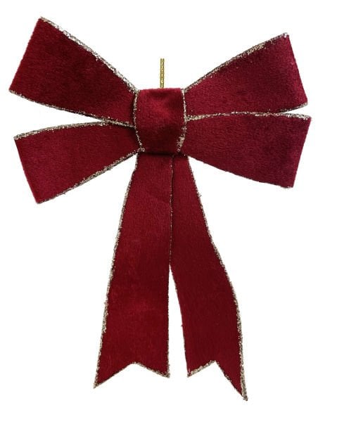Şampanya Simli Bordo Kadife Fiyonk - 18cm