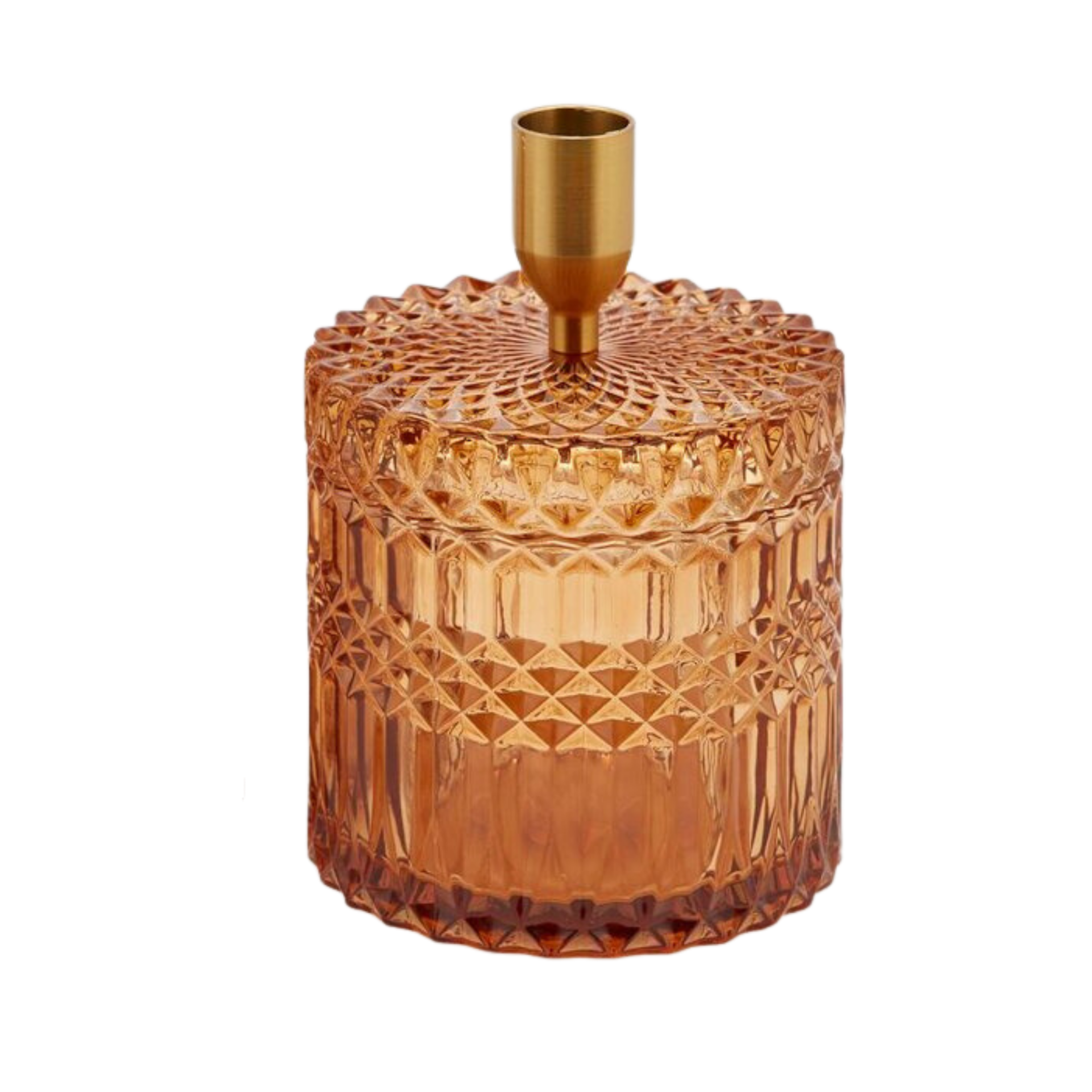 KRİSTAL EFEKTLİ TURUNCU CAM ŞAMDAN