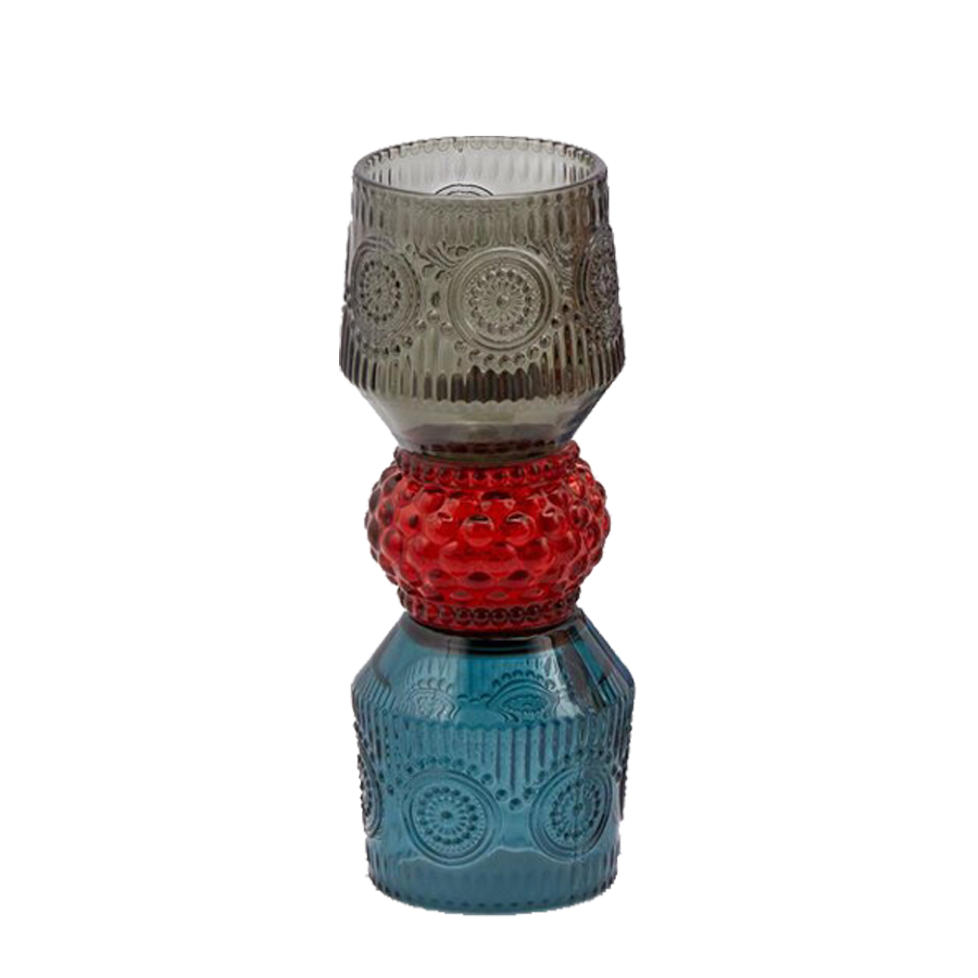 Barceloneta Cam Mumluk, Gri-Kırmızı-Turkuaz