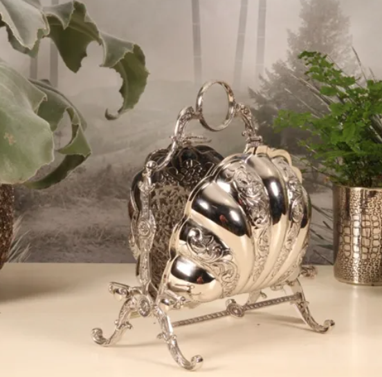 Viktoryan Isıtıcılı Gümüş Kaplama Çöreklik  - Sunumluk