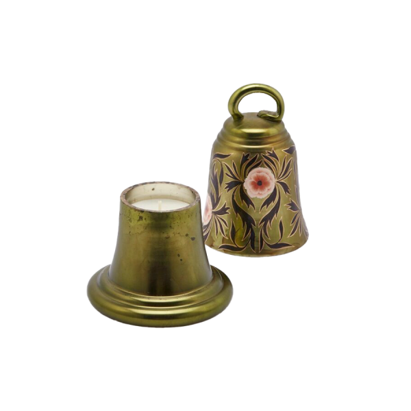 ÇAN FORMLU ÇİÇEK MOTİFLİ MUMLUK, 15 CM - YEŞİL