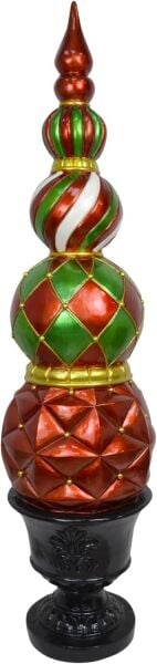 KIRMIZI YEŞİL MONOGRAM DESENLİ 'TOPIARY' SANATI YILBAŞI SÜSÜ