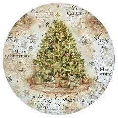 YENİ YIL TEMALI ÇAM AĞACI DESENLİ TABAK, KÜÇÜK