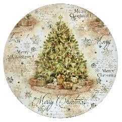 YENİ YIL TEMALI ÇAM AĞACI DESENLİ TABAK, BÜYÜK