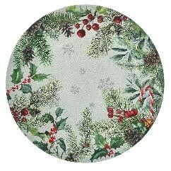 YENİ YIL TEMALI ÖKSE OTU DESENLİ TABAK