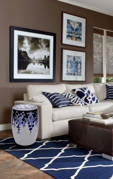 Blue Blanc Porselen Sehpa - Tabure