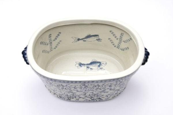 Bleu Blanc Eternal Porselen Oval Saksı, Büyük Boy