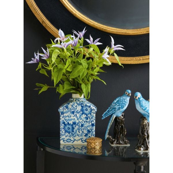 Bleu Blanc Porselen Şişe, Bronz Kapaklı