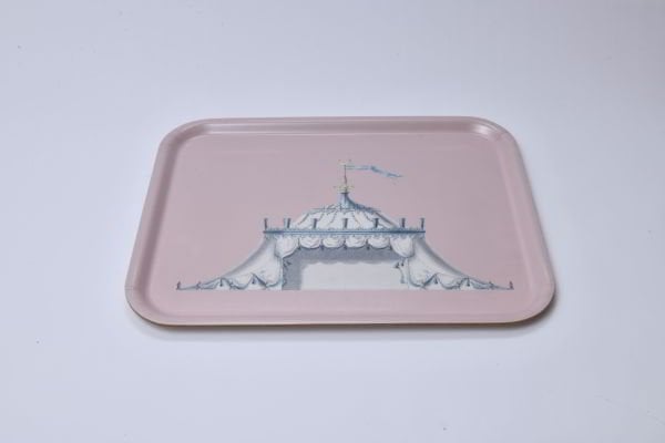 OTAĞ ÇADIRI ÇİZİMLİ AHŞAP TEPSİ, LES OTTOMANS