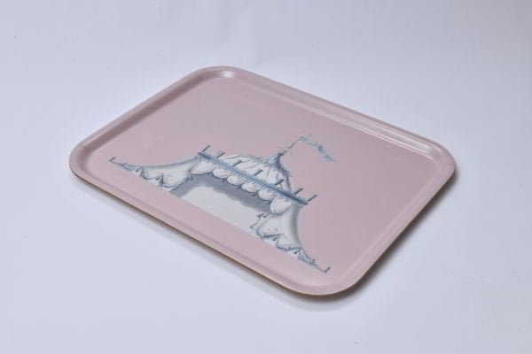 OTAĞ ÇADIRI ÇİZİMLİ AHŞAP TEPSİ, LES OTTOMANS