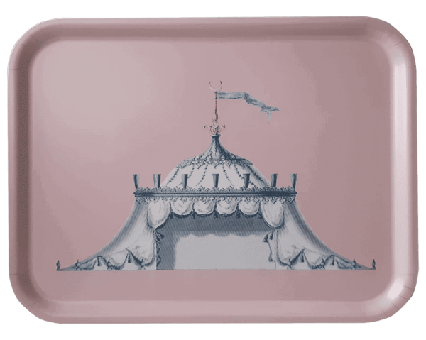 OTAĞ ÇADIRI ÇİZİMLİ AHŞAP TEPSİ, LES OTTOMANS