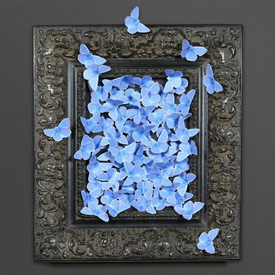 Kağıt Kelebekler Bulutu Kabartmalı Tablo, Mavi