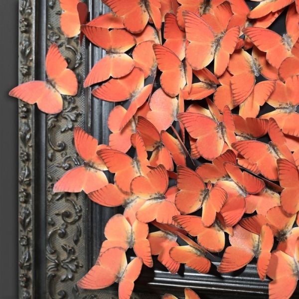 Kağıt Kelebekler Bulutu Kabartmalı Tablo, Turuncu