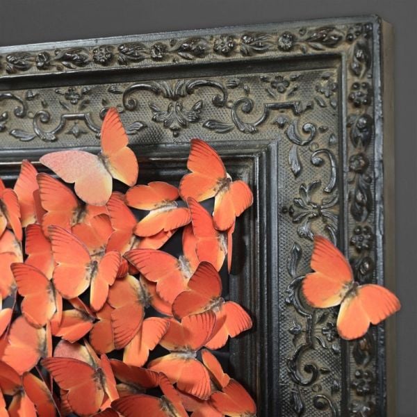 Kağıt Kelebekler Bulutu Kabartmalı Tablo, Turuncu