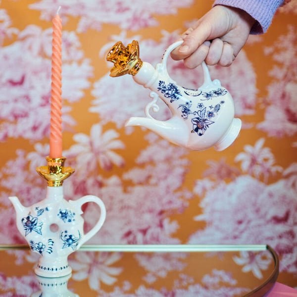 Bleu Blanc Çaydanlık Şamdan