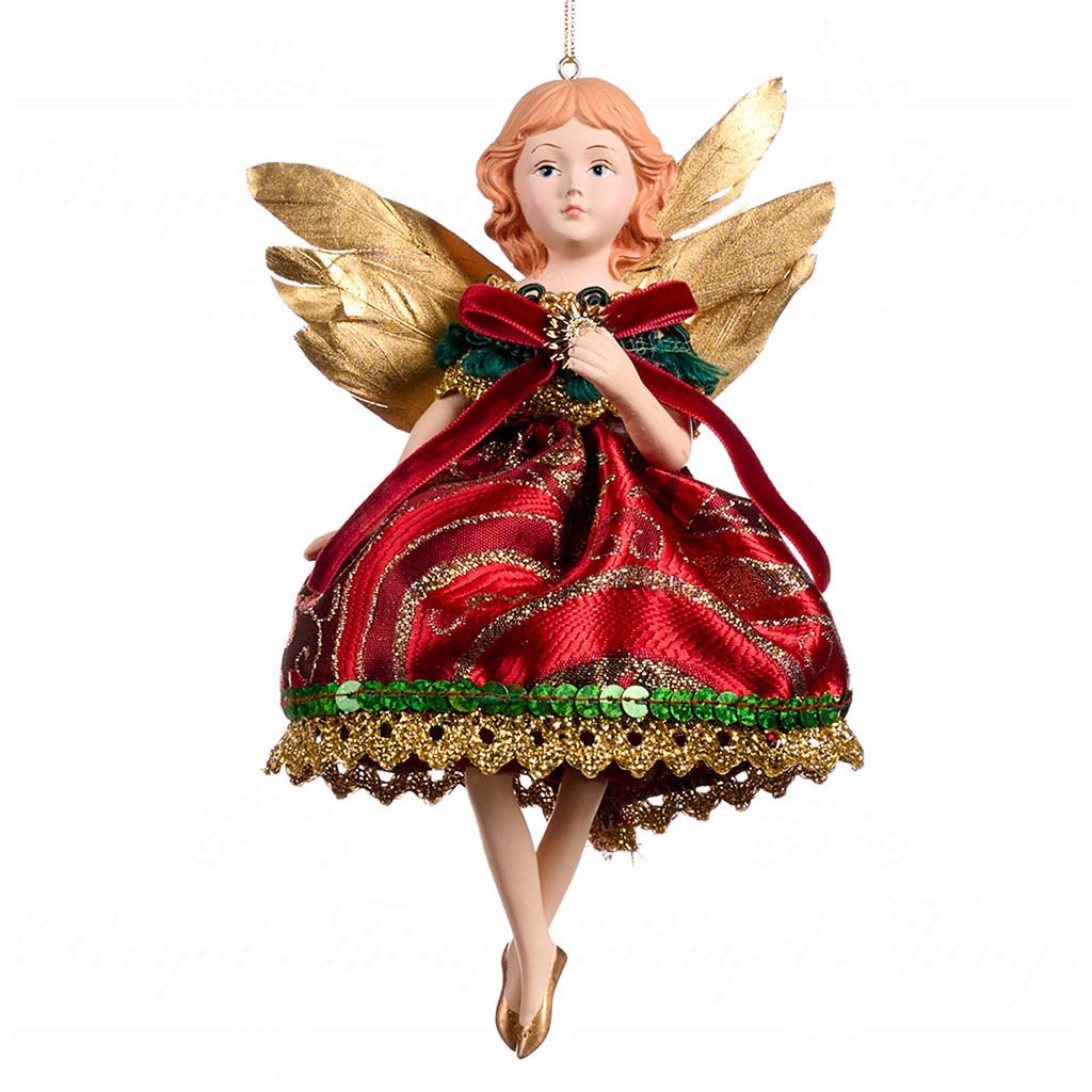 KIRMIZI BROKAR ELBİSELİ MELEK YILBAŞI SÜSÜ, GOODWILL