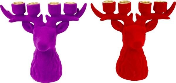 Forest Glow Geyik Başlı Şamdan, Kırmızı Renk - Hoff-Interieur