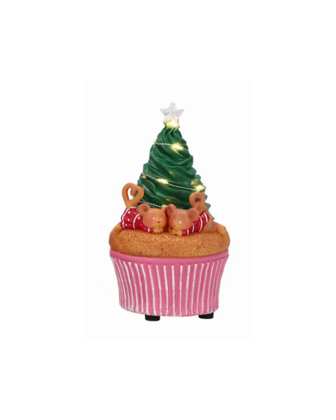 FINDIK FARELERİ VE ÇAM AĞACI CUPCAKE LED IŞIKLI DEKOR