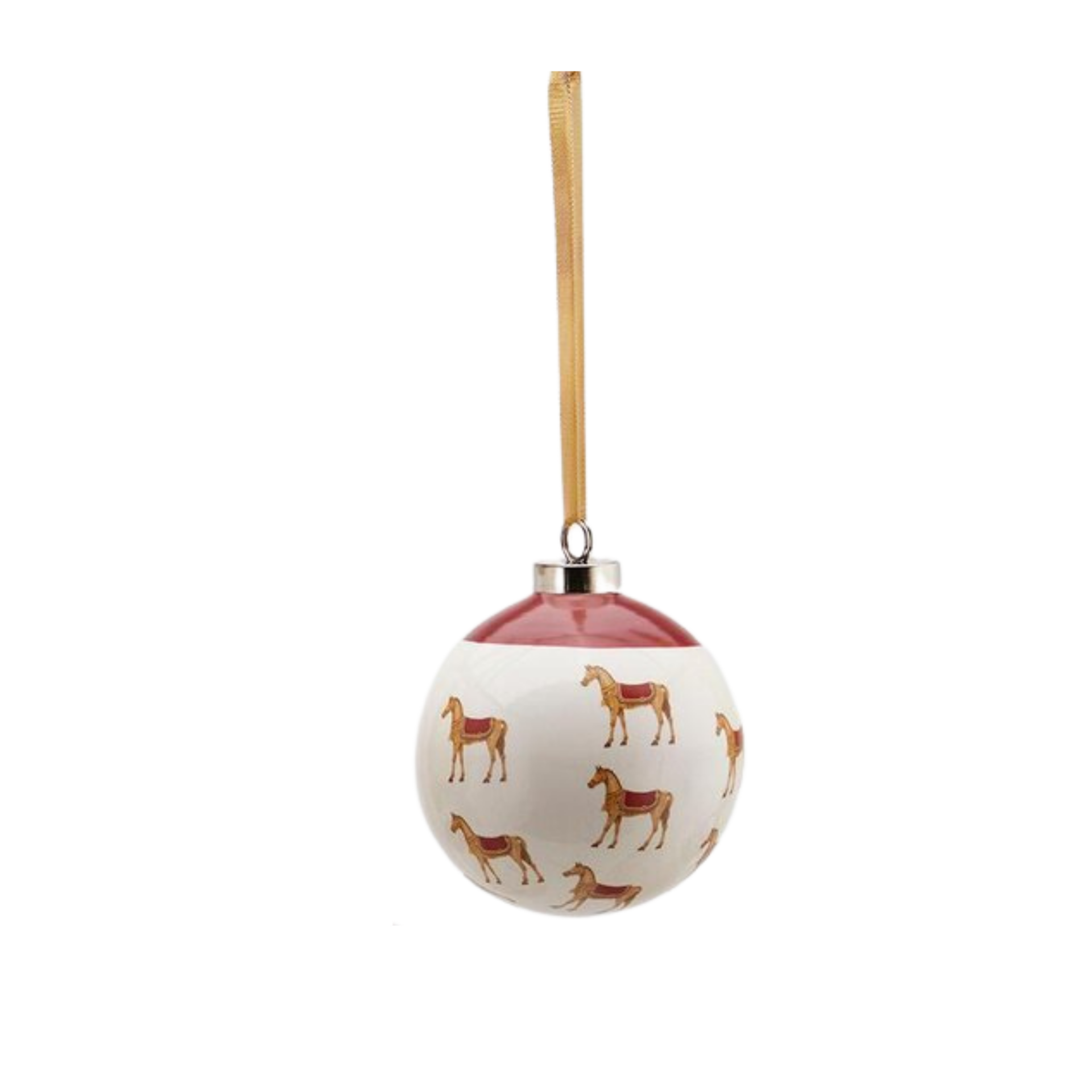 AT FİGÜRLÜ SERAMİK YILBAŞI AĞACI SÜSÜ - BORDO