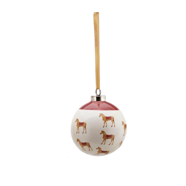 AT FİGÜRLÜ SERAMİK YILBAŞI AĞACI SÜSÜ - BORDO