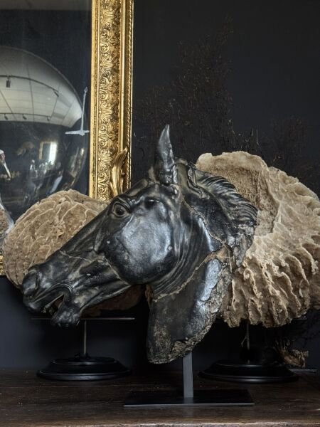 Selene At Başı Heykel – Siyah Mermer Görünümlü Antik Yunan Replika