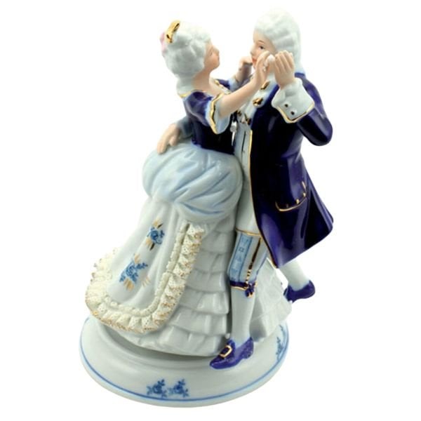 Bleu Blanc Porselen Romantik Çift Müzik Kutusu