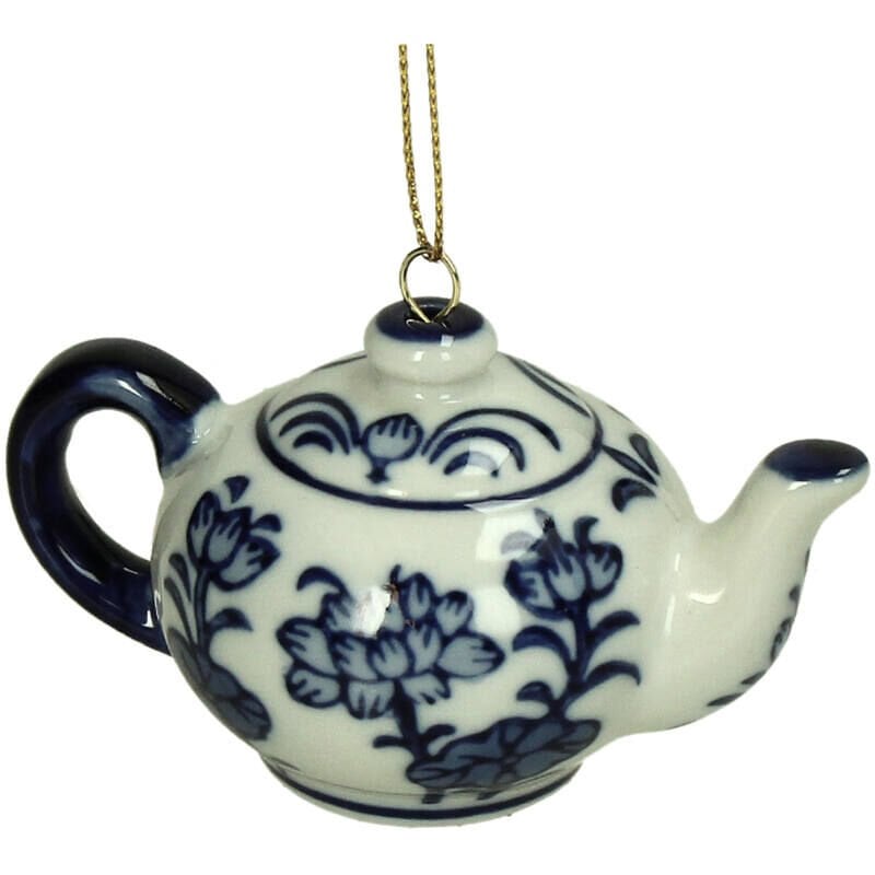 Bleu Blanc Porselen Çaydanlık Süs - 6.5cm