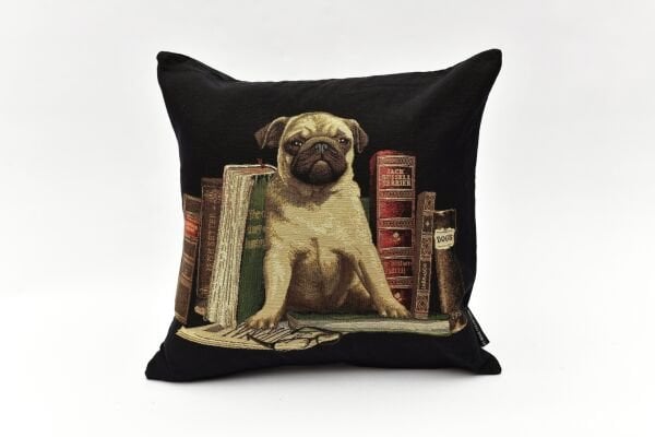 Sir Pug Scholar Köpekli Yastık