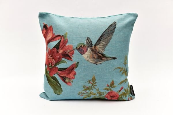 KUŞLU KARE YASTIK, MAVİ