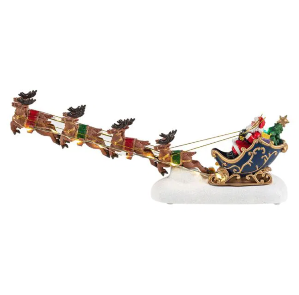 NOEL BABA VE GEYİKLERİ LED IŞIKLI YILBAŞI BİBLO / DEKOR