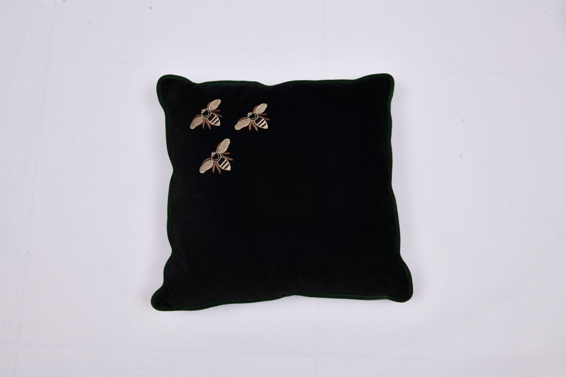 Royal Bee Kare Kadife Yastık, Siyah