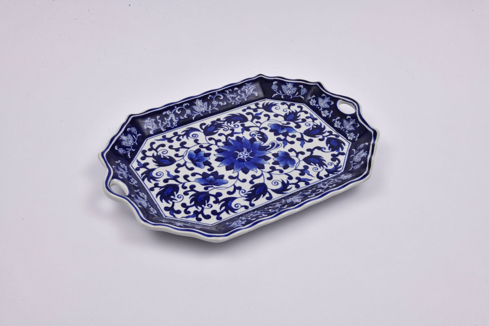 Blue Blanc Büyük Porselen Tepsi 48 cm