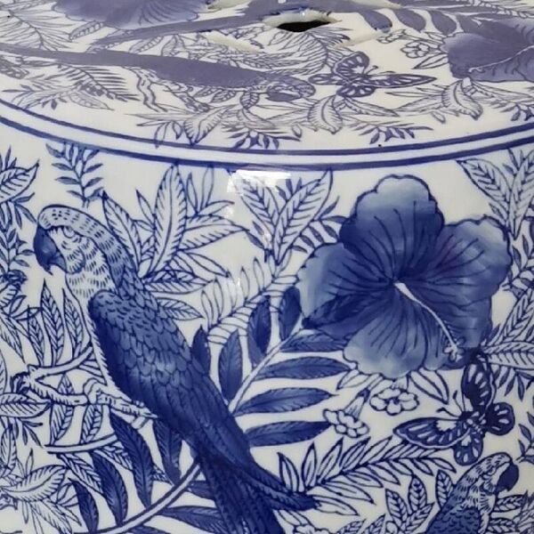 Bleu Blanc Porselen Sehpa / Tabure