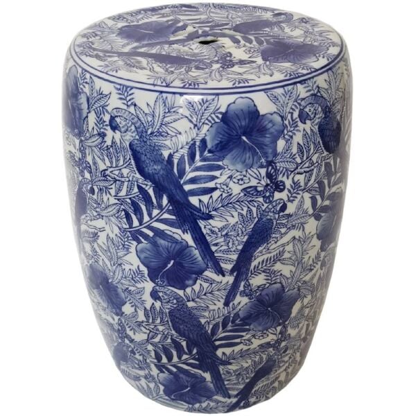 Bleu Blanc Porselen Sehpa / Tabure