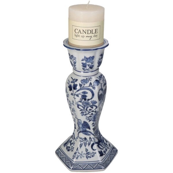 Bleu Blanc Porselen Şamdan