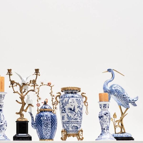 Bleu Blanc Porselen Şamdan