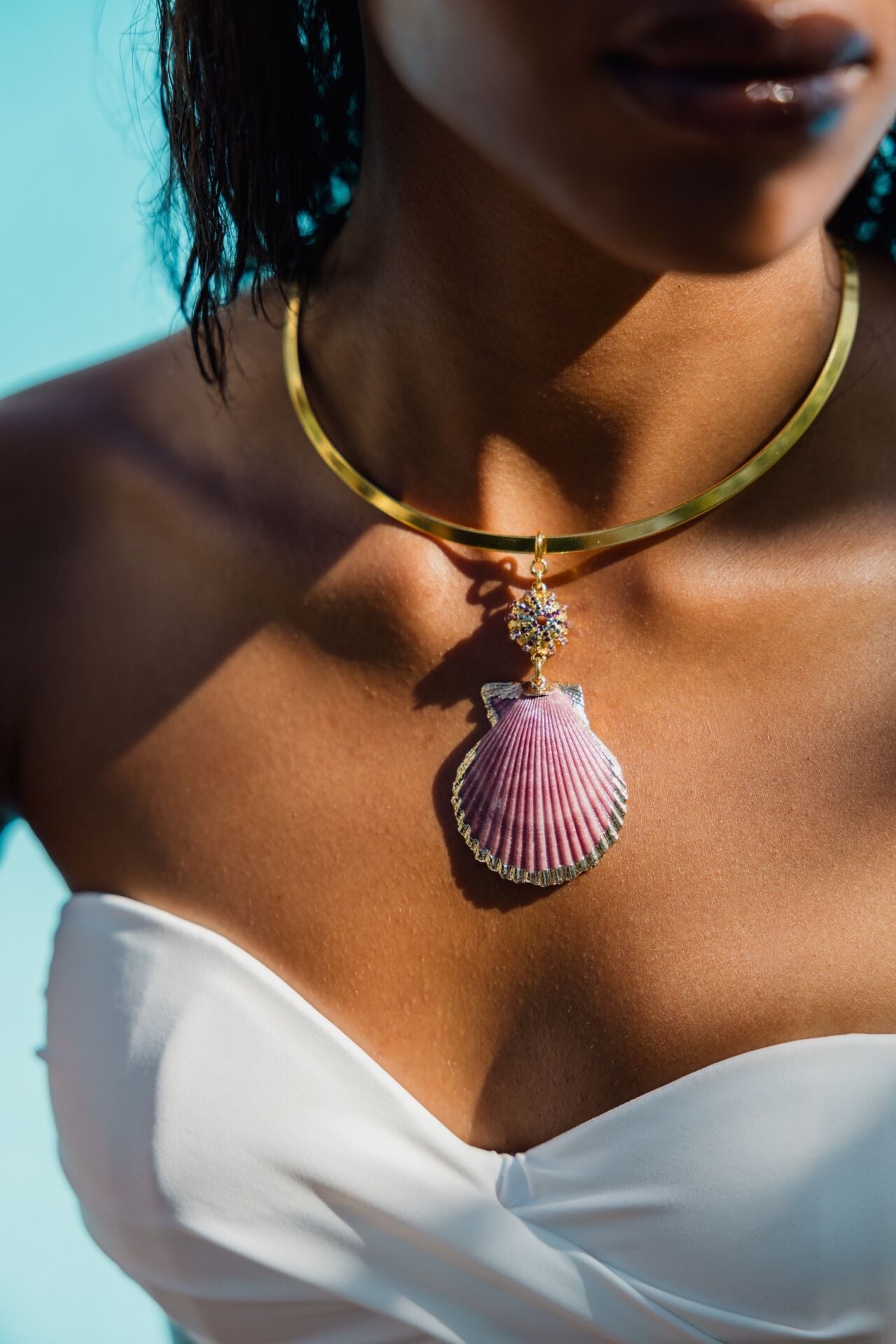 Dazlind Callico Midye Choker Kolye, Mor