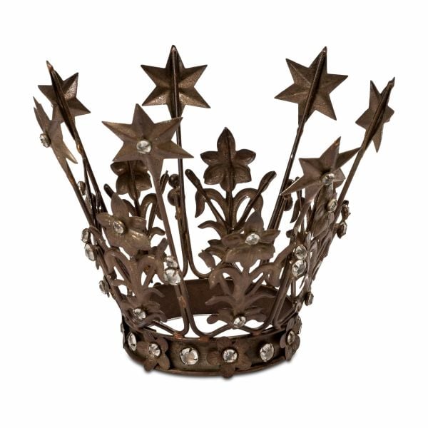 Bronz Antik Yıldızlı Taç Süs Mumluk