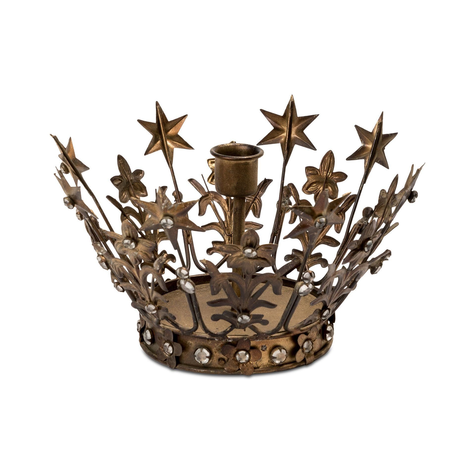 Bronz Antik Yıldızlı Taç Süs - Mumluk