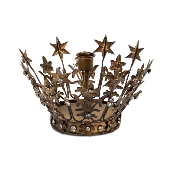 Bronz Antik Yıldızlı Taç Süs - Mumluk