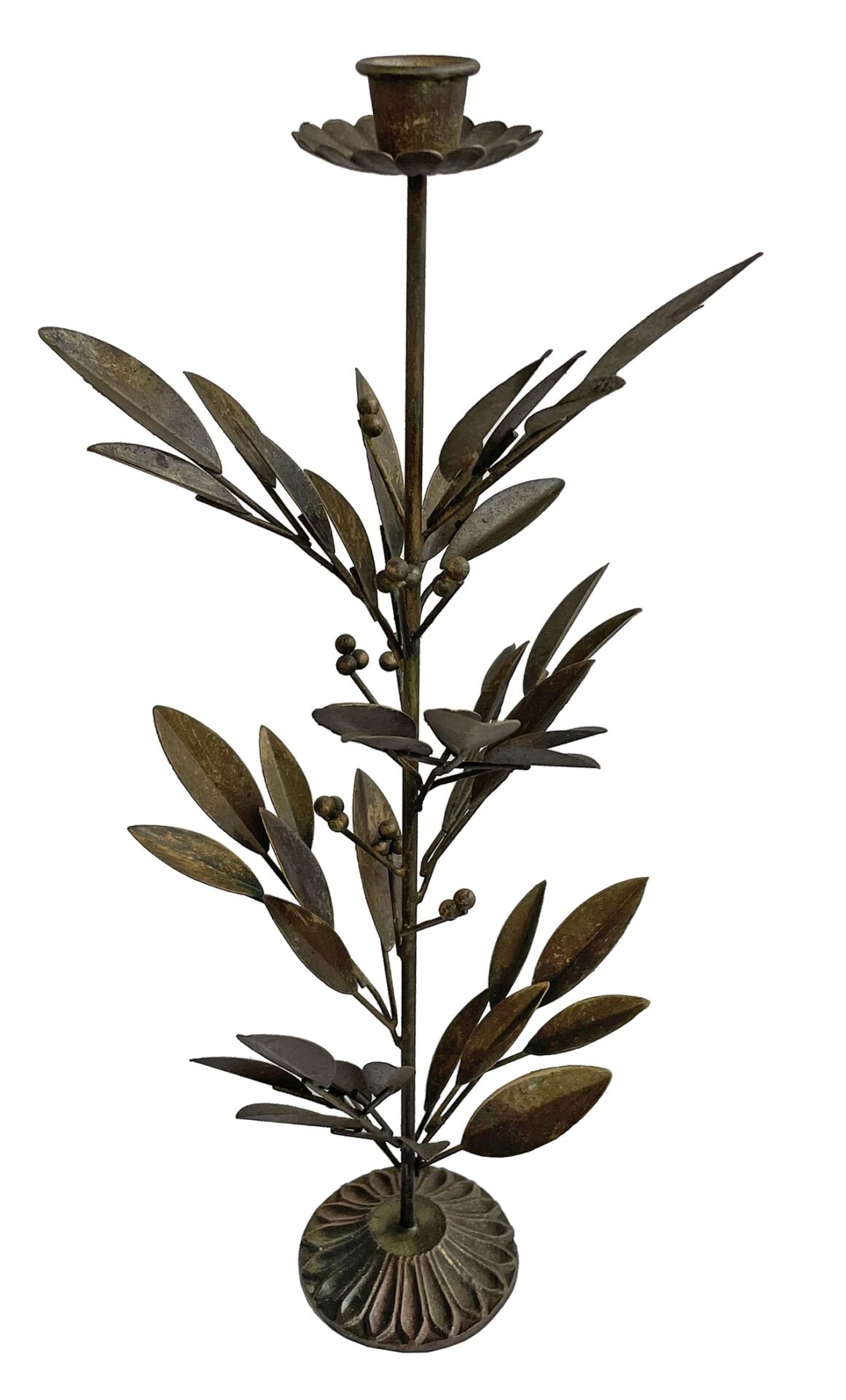 Oliva Verde Zeytin Dallı Metal Şamdan - 31 cm