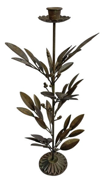 Oliva Verde Zeytin Dallı Metal Şamdan - 31 cm