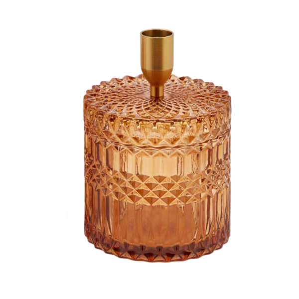 KRİSTAL EFEKTLİ TURUNCU CAM ŞAMDAN