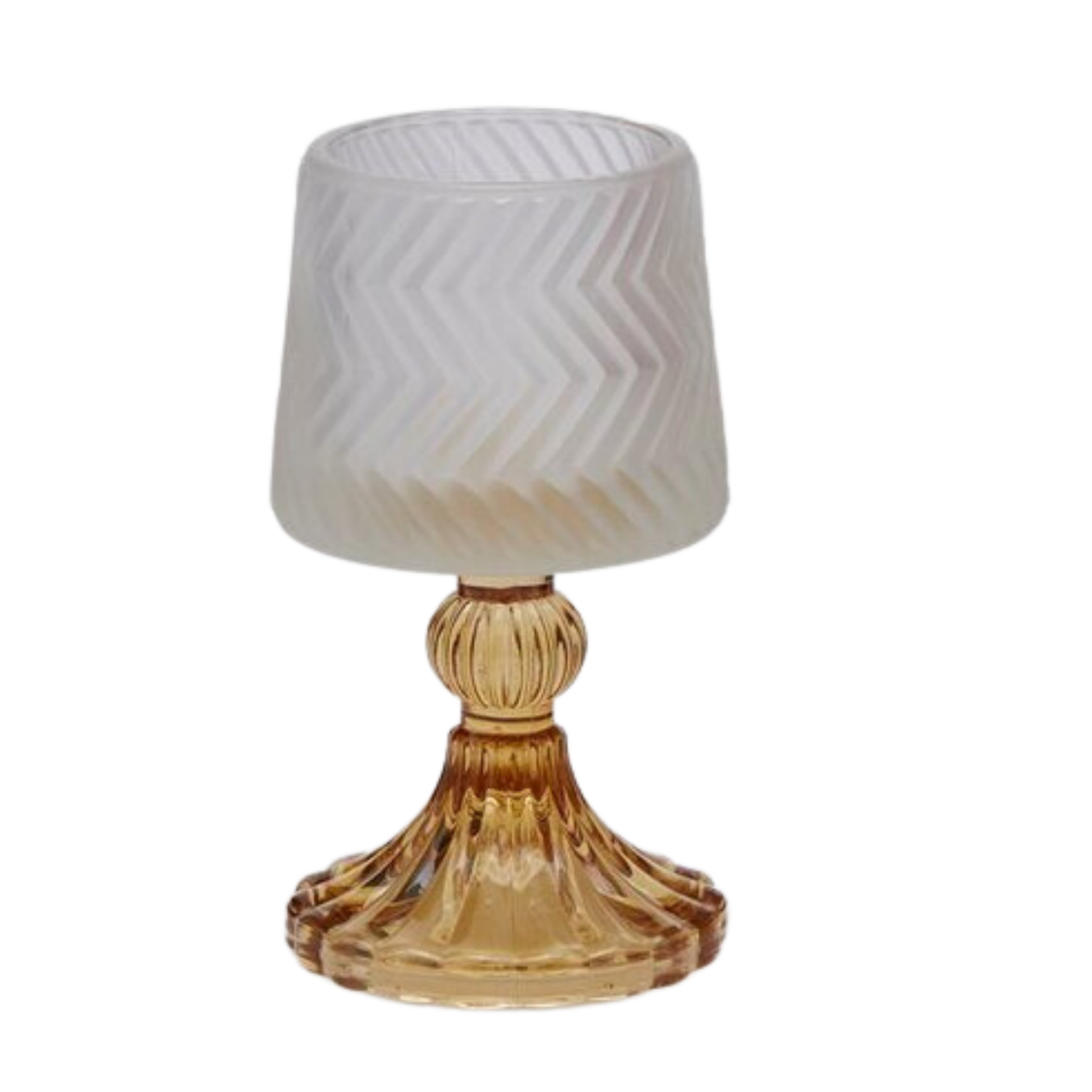 PORTACANDELA LAMBA FORMLU BEYAZ CAM ŞAMDAN / MUMLUK